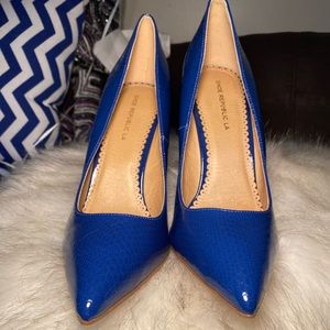 Blue high heel shoes
